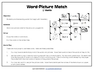 Word-Picture Match - /j/ Words Phonics Beginningsounds Worksheet