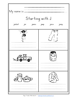 Writing Words that Start with J j Phonics Beginningsounds Worksheet