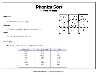 Word Sort - /L/ Phonics Words With Worksheet