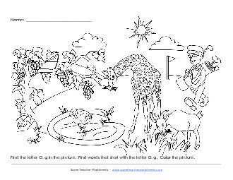 Alphabet Coloring Page - Letter G Worksheet