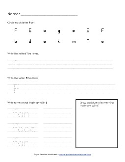 Letter F f - Practice Sheet Alphabet Worksheet