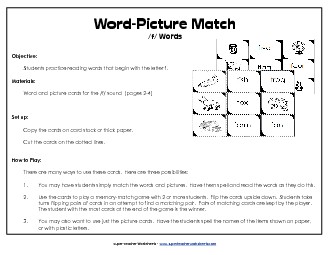 Word-Picture Match - /f/ Words Phonics Beginningsounds Worksheet