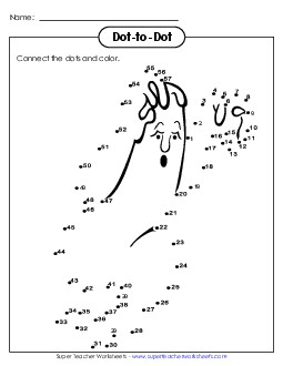 Ghost Dot-to-Dot (Numbers Up to 57) Counting Worksheet