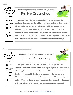 Editing: Phil, the Weather Forecaster Free Worksheet