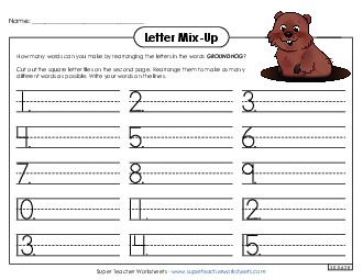 Groundhog Letter Mix (Primary) Groundhog Day Worksheet