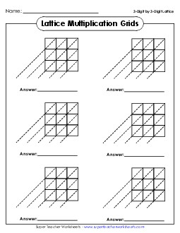 Blank 3-by-3 Lattice Grids Worksheet