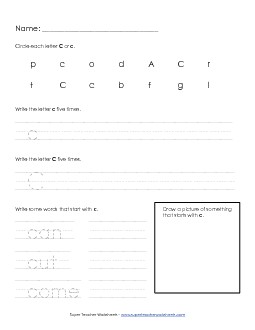 Letter C c - Practice Sheet Alphabet Worksheet