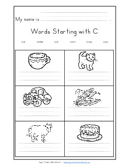 Writing Words that Start with C Phonics Beginningsounds Worksheet