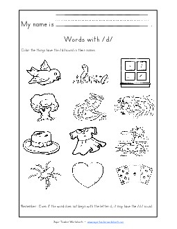 Words with D d Phonics Words With Worksheet