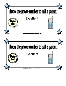 I know a phone number to call a parent. Awards Worksheet