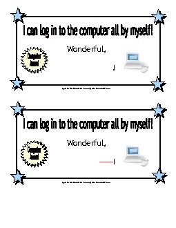 I know how to log in to the computer all by myself. Awards Worksheet