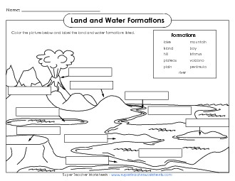 Landform Picture Labels Landforms Worksheet