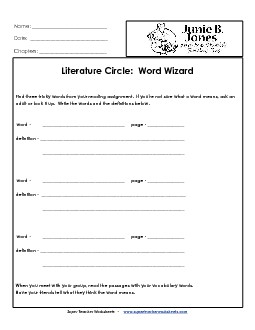 Lit. Circles: Word Wizard Books Worksheet