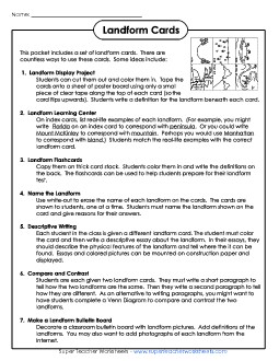 Landform Picture Cards Landforms Worksheet