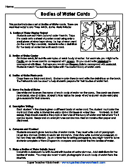 Bodies of Water Picture Cards Free Landforms Worksheet