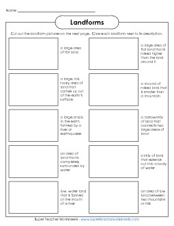 Landforms - Cut & Glue Free Worksheet