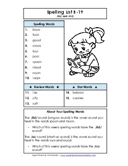 Spelling List B-19 Spelling B Worksheet