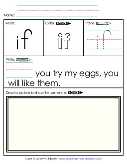 Worksheet 3: If Free Sight Words Individual Worksheet