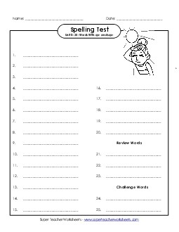 Spelling Test (D-30) Spelling D Worksheet