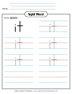 Trace the Word: It Sight Words Individual Worksheet