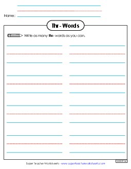 Phonics Brainstorm (Thr- Words) Phonics Blends Worksheet