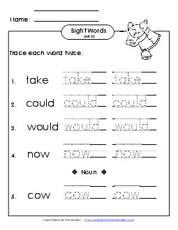 Trace Twice (Unit 25) Sight Words Worksheet