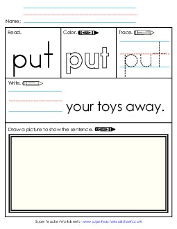 Put (Sight Word) Sight Words Individual Worksheet