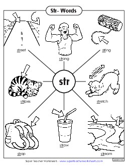 Str- Words Phonics Blends Worksheet