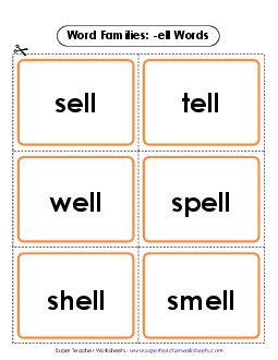 Flashcards (-ell) Word Families Worksheet