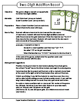 Game: 2-Digit Addition Scoot Free Worksheet