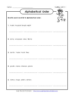 Alphabetical Order (C-1) Free Spelling C Worksheet