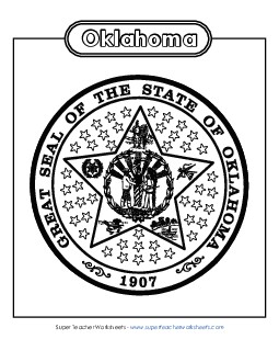 Oklahoma State Seal (Black & White) States Individual Worksheet