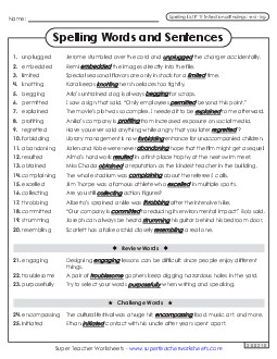 Spelling Sentences (F-11) Spelling F Worksheet