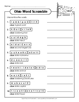 Word Scramble States Individual Worksheet