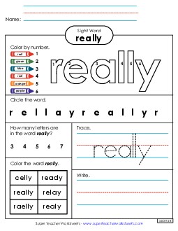 Worksheet 4: Really Sight Words Individual Worksheet