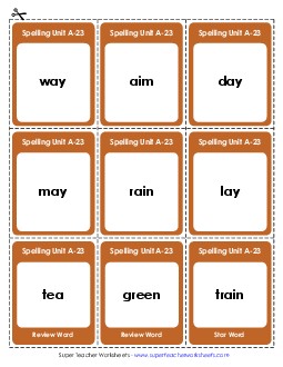 Flashcards (A-23) Spelling A Worksheet