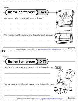 Fix the Sentences D-76 through D-80 Worksheet