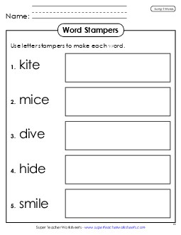 Letter Stampers (Long I) Phonics Long Short I Worksheet