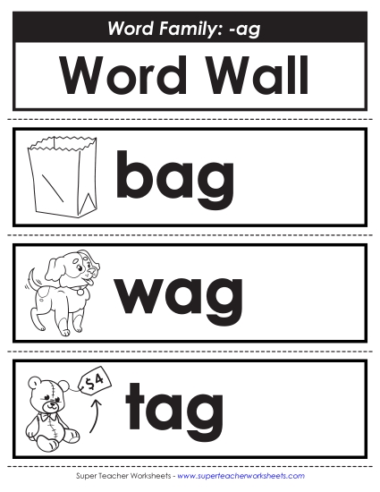 New Word Wall: -ag Words Worksheet New Word Wall: -ag Words Worksheet
