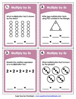 Task Cards: Multiplying by 5s Multiplication Worksheet