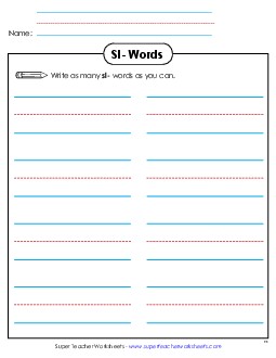 Phonics Brainstorm (Sl- Words) Phonics Blends Worksheet