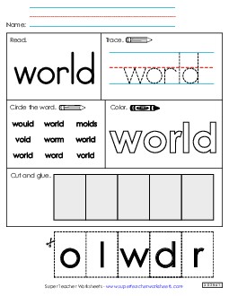 Worksheet 2: World Free Sight Words Individual Worksheet