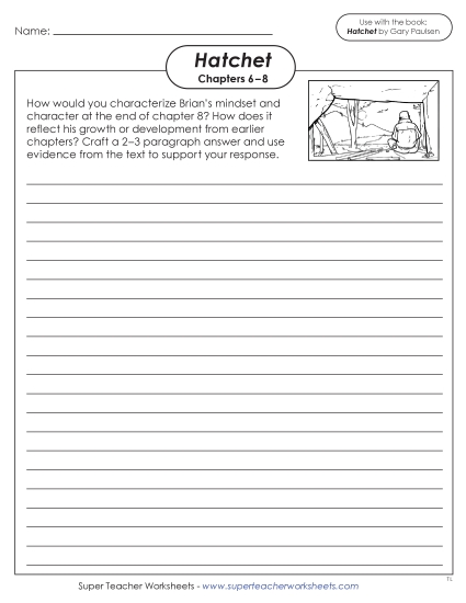 New Chapters 6–8 Writing Prompt:<br>Brian's Mindset and Growth Worksheet