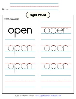 Trace the Word: Open Sight Words Individual Worksheet