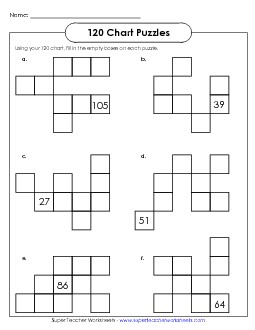 120 Chart Puzzle 3 (Intermediate)  Hundreds Chart Worksheet