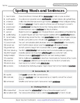 Spelling Sentences (F-14) Spelling F Worksheet