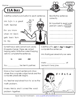 ELA Buzz: Week 16 Worksheets 76 through 80 Daily Ela Review Worksheet