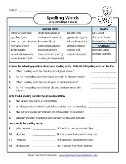 Question Worksheet (E-29)  Spelling E Worksheet