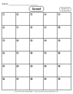 30-Square Student Answer Grid Scoot Worksheet