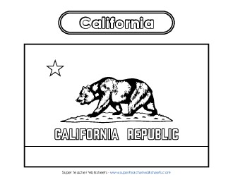 California Flag Coloring Page States Individual Worksheet